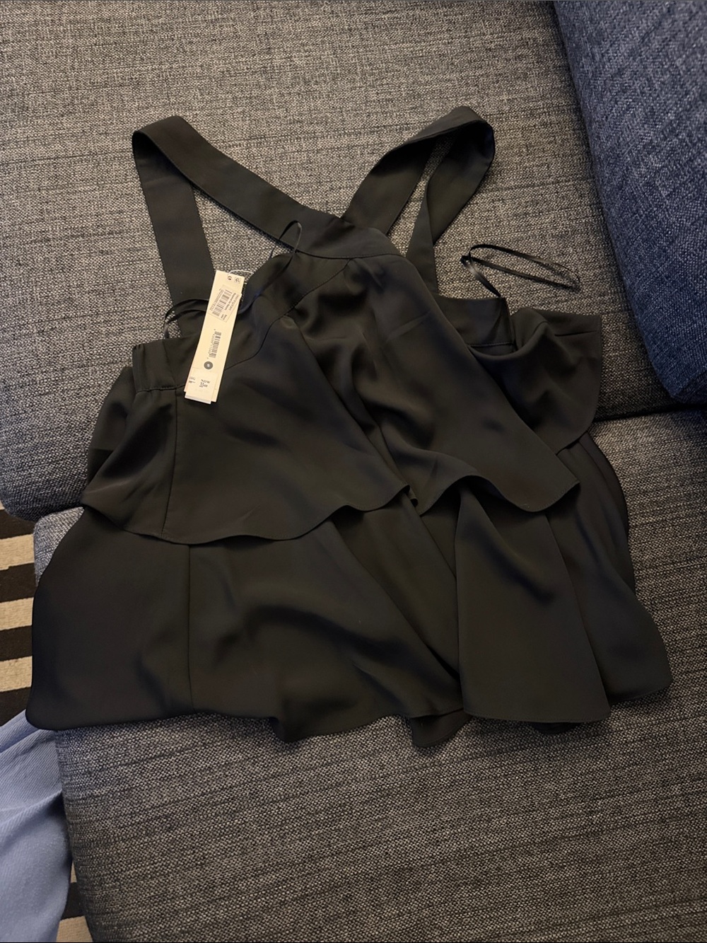 Aqua Black Ruffle Layered Camisole